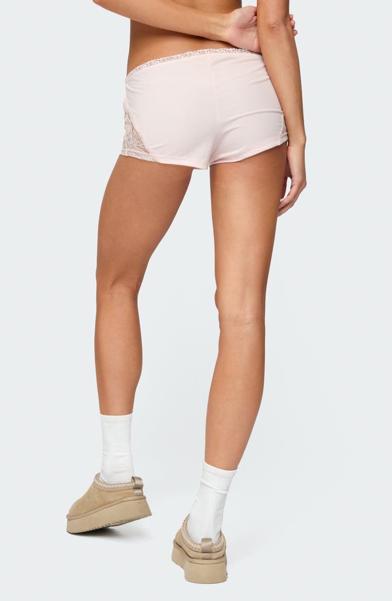 EDIKTED Arcadia Lace Trim Shorts, Alternate, color, Light-Pink