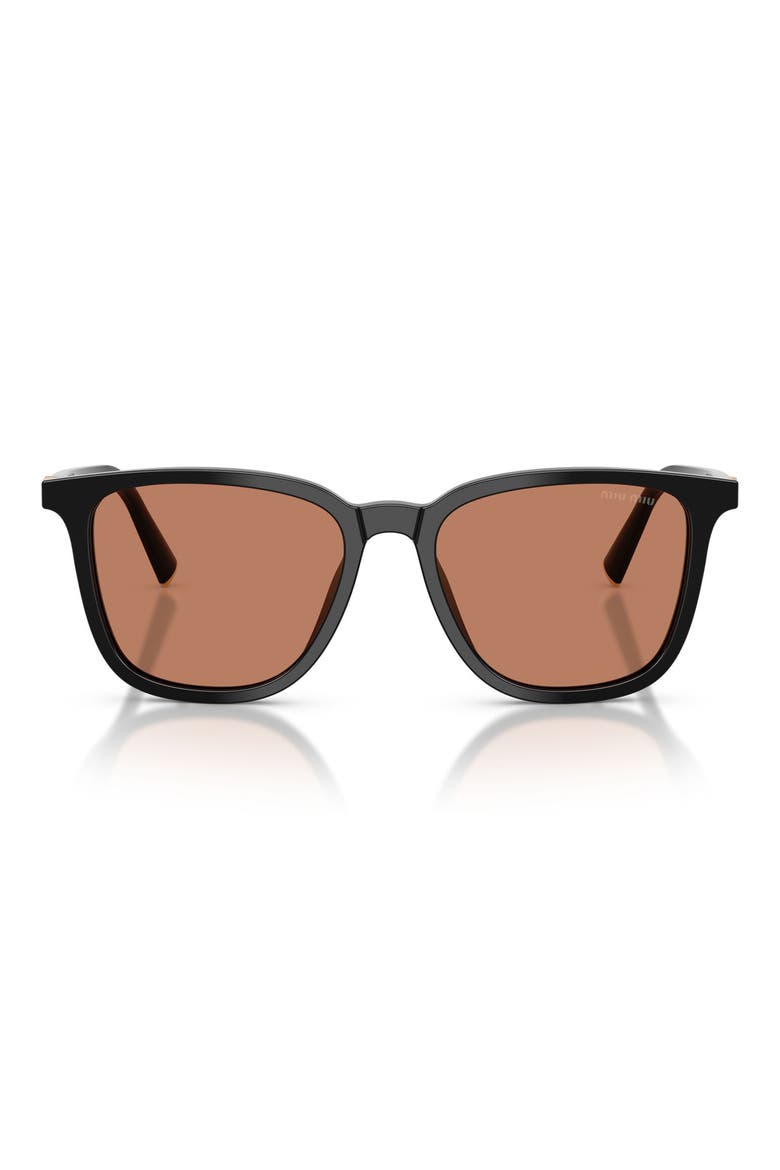 53mm Square Sunglasses, Main, color, BLACK / BROWN