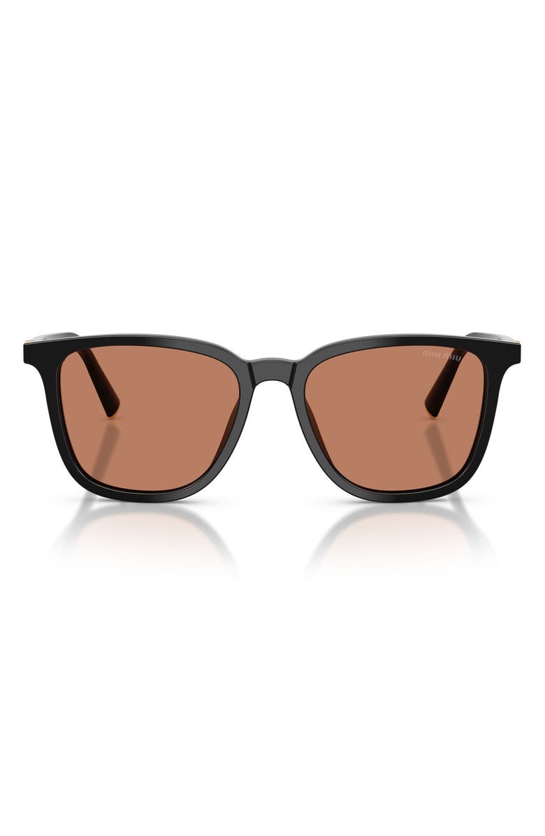 Miu Miu 53mm Square Sunglasses, Main, color, Black / Brown