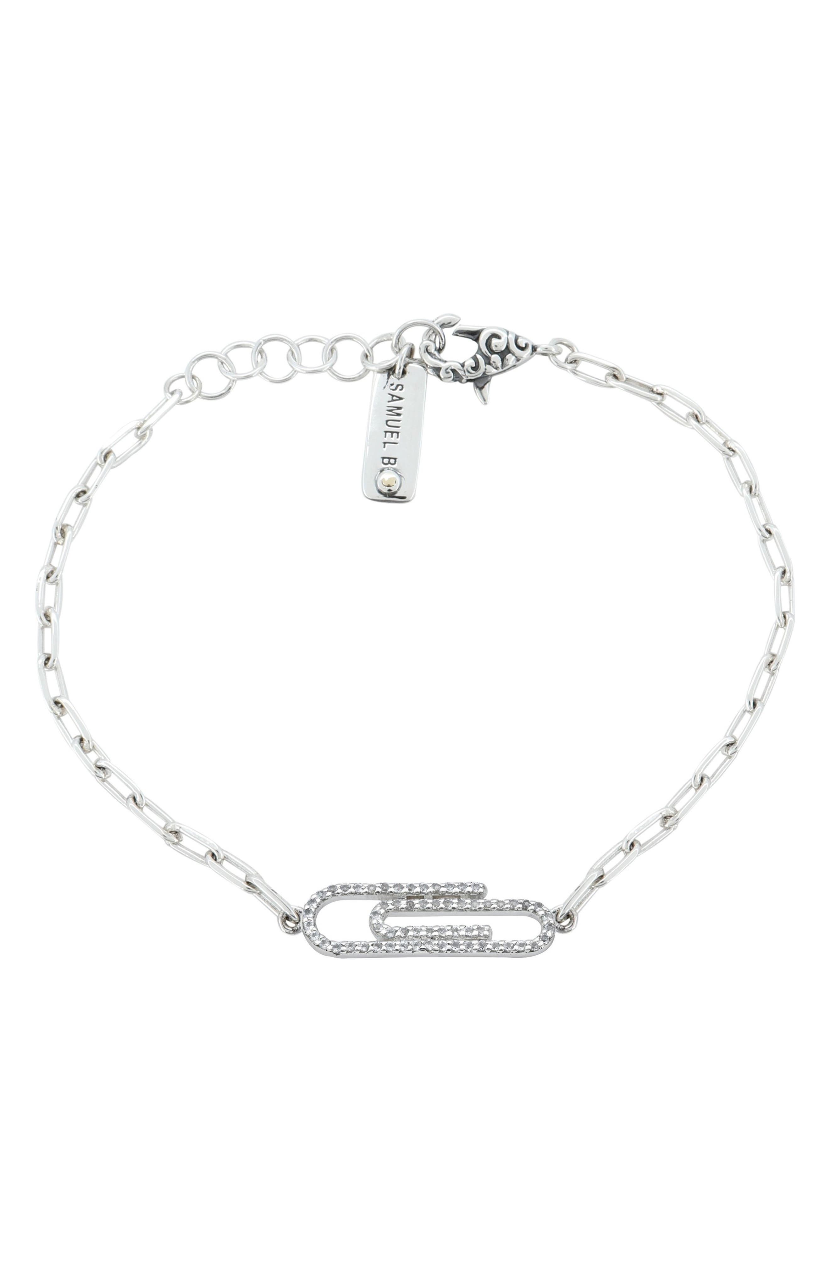 SAMUEL B. White Topaz Paper Clip Charm Bracelet