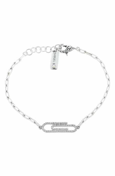 SAMUEL B. White Topaz Paper Clip Charm Bracelet
