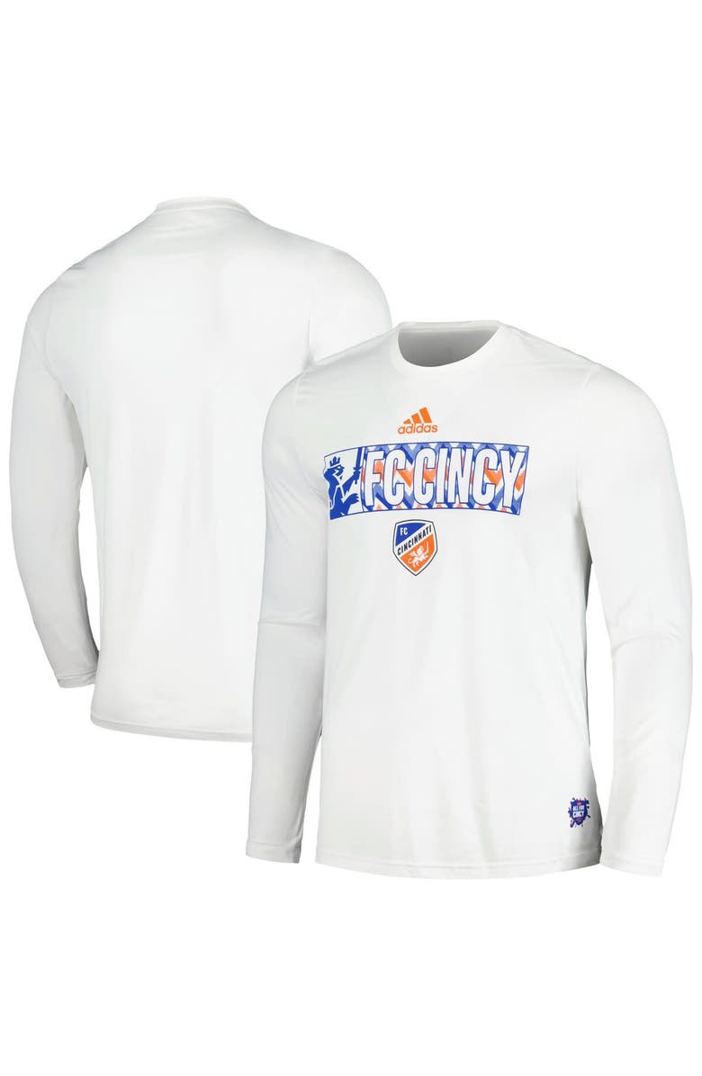 adidas Men's adidas White FC Cincinnati 2024 Jersey Hook AEROREADY Long Sleeve T-Shirt, Alternate, color, White