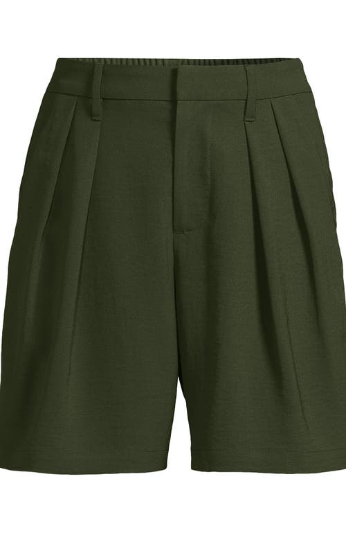Lands' End Creaseless High Rise 7" Shorts In Dark Cilantro Green