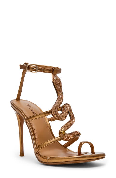 Python Crystal Snake Ankle Strap Sandal (Women)
