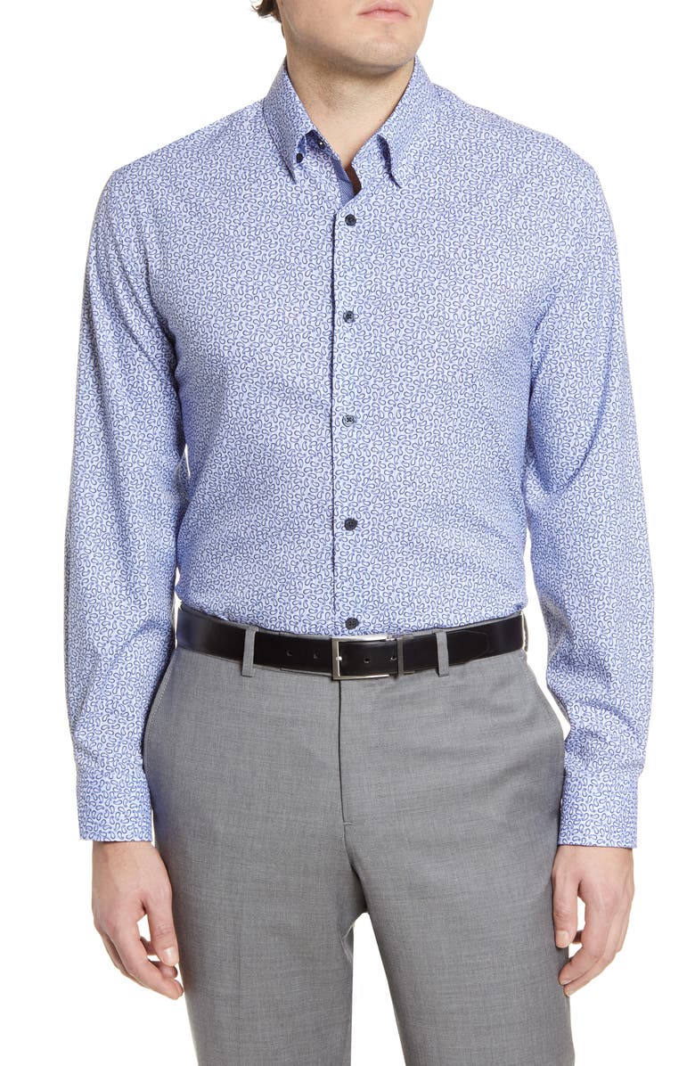 W.R.K Trim Fit Performance Paisley Dress Shirt, Main, color,