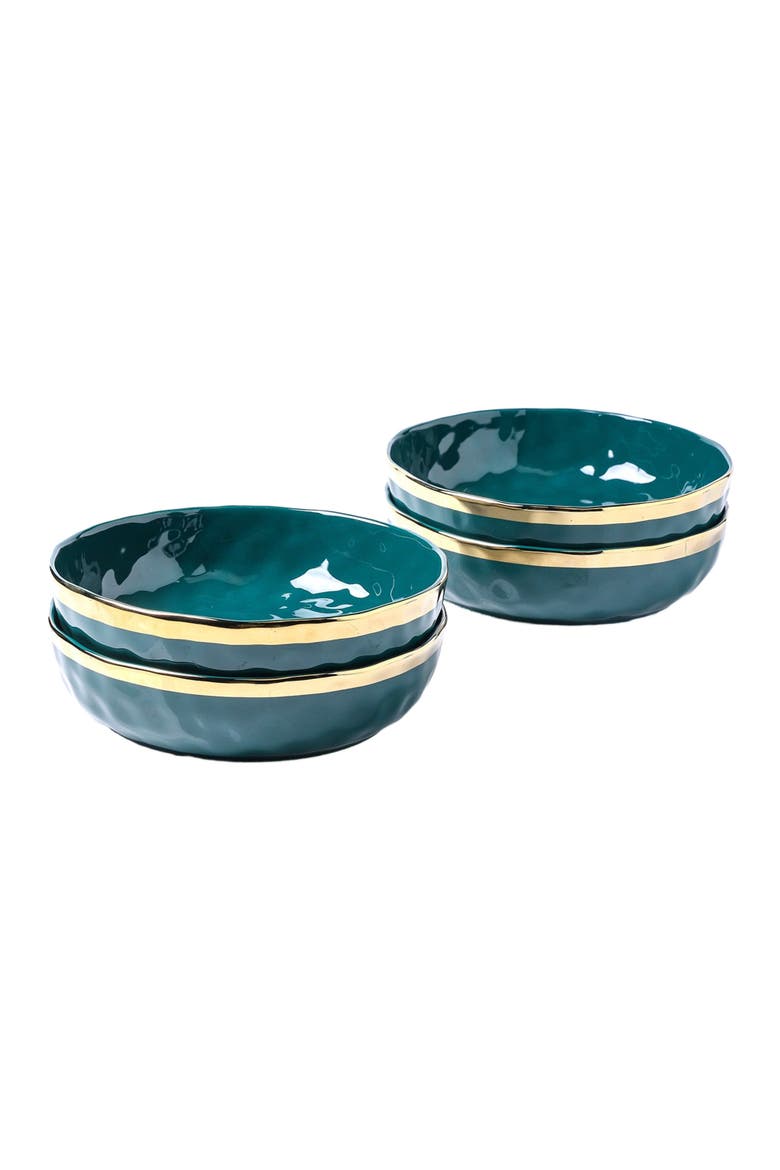 Florian Porcelain 4-Piece Pasta Bowl Set, Main, color, Green