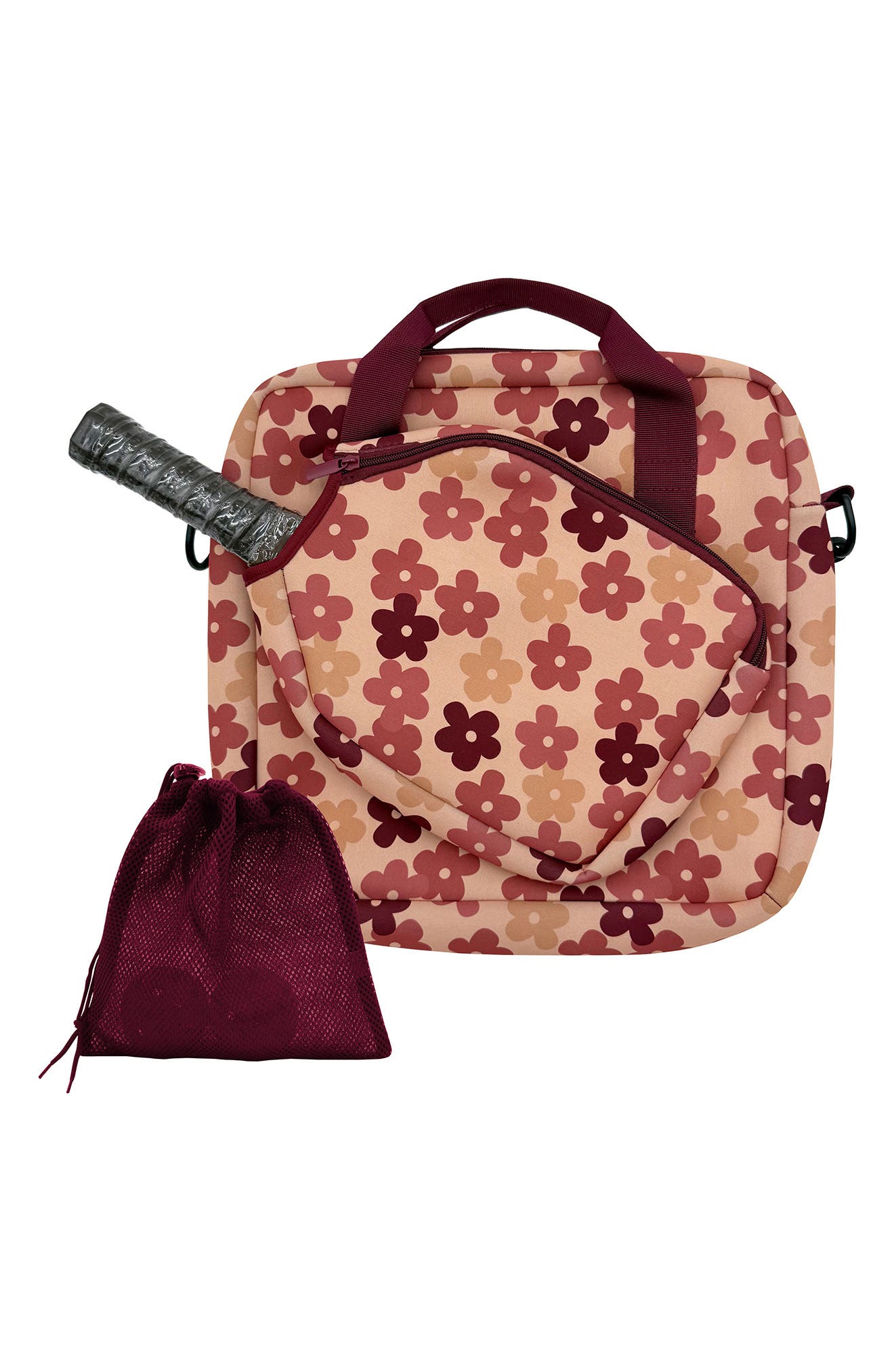 Flower Power Bag & Pickleball Set, Alternate, color, BURGUNDY MULTI