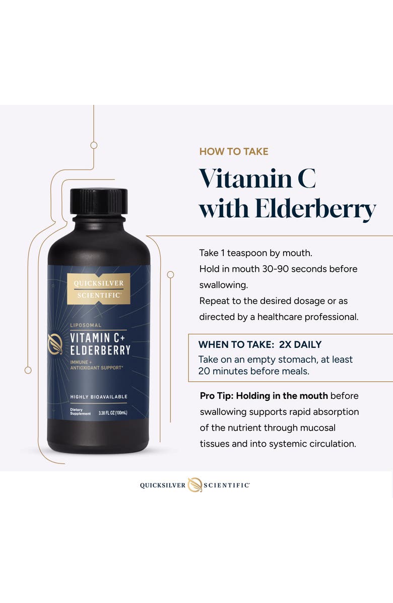 Quicksilver Scientific Liposomal Vitamin C and Elderberry Liquid Supplement, Alternate, color, NO COLOR