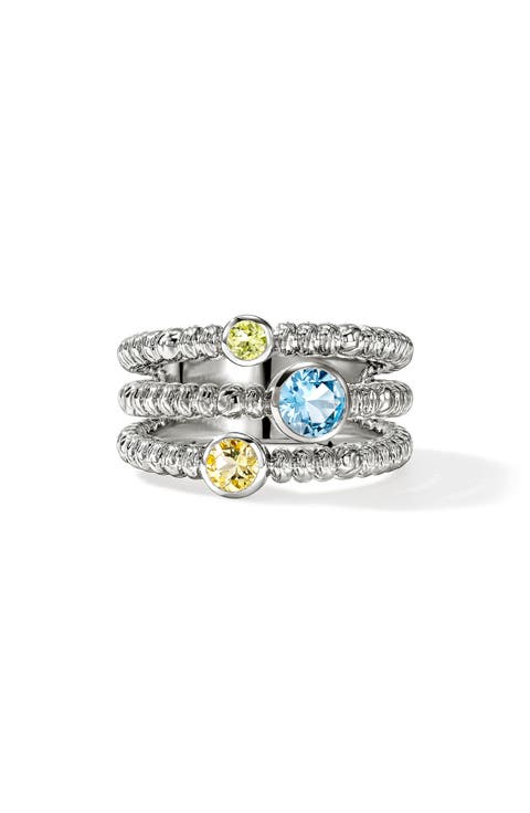 Heishi Swiss Blue Topaz Ring