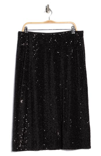 Vineyard Vines Sequin Midi Skirt In Black