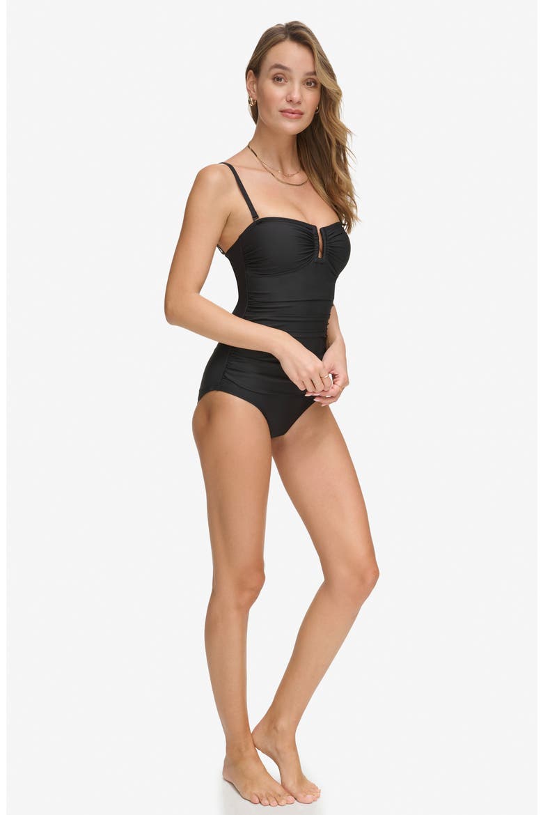 Ruched One-Piece Swimsuit, Alternate, color, BLACK