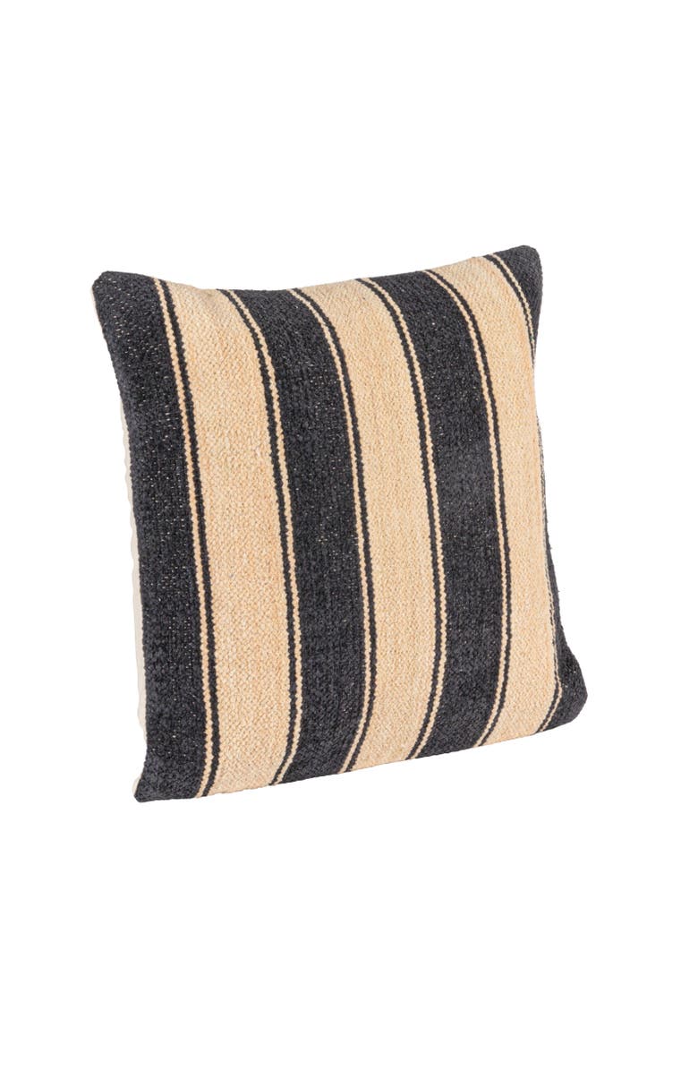 Storied Home Striped Cotton Blend Chenille Pillow, Black and Cream, Main, color, Black