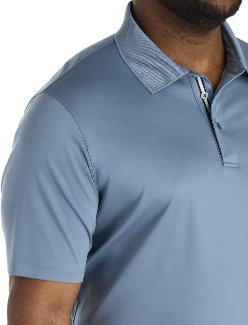 Perry Ellis Big & Tall Interlock-textured Polo Shirt In Blue