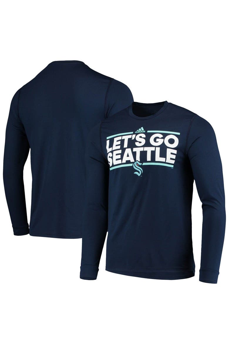 Men's adidas Deep Sea Blue Seattle Kraken Dassler AEROREADY Creator Long Sleeve T-Shirt, Main, color, Navy