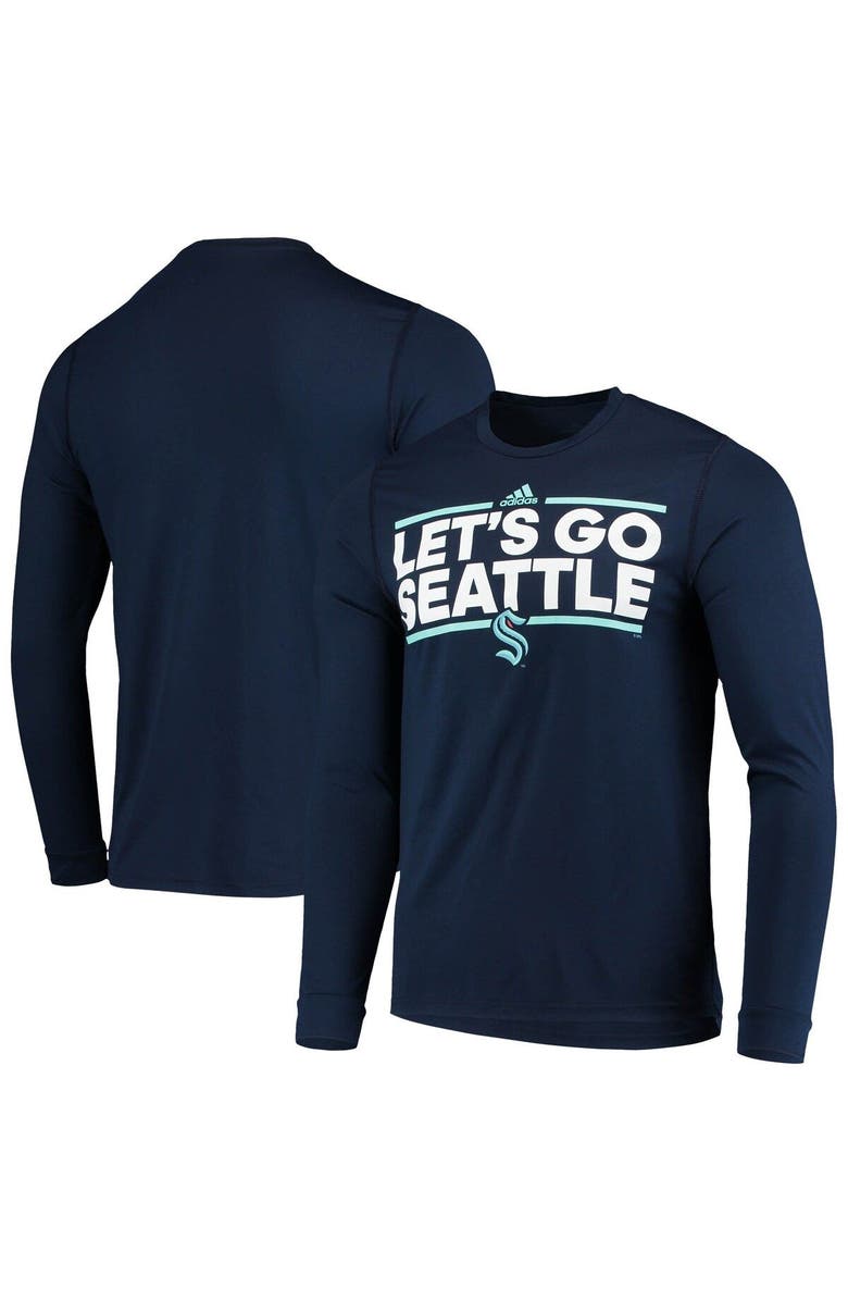adidas Men's adidas Deep Sea Blue Seattle Kraken Dassler AEROREADY Creator Long Sleeve T-Shirt, Main, color, 