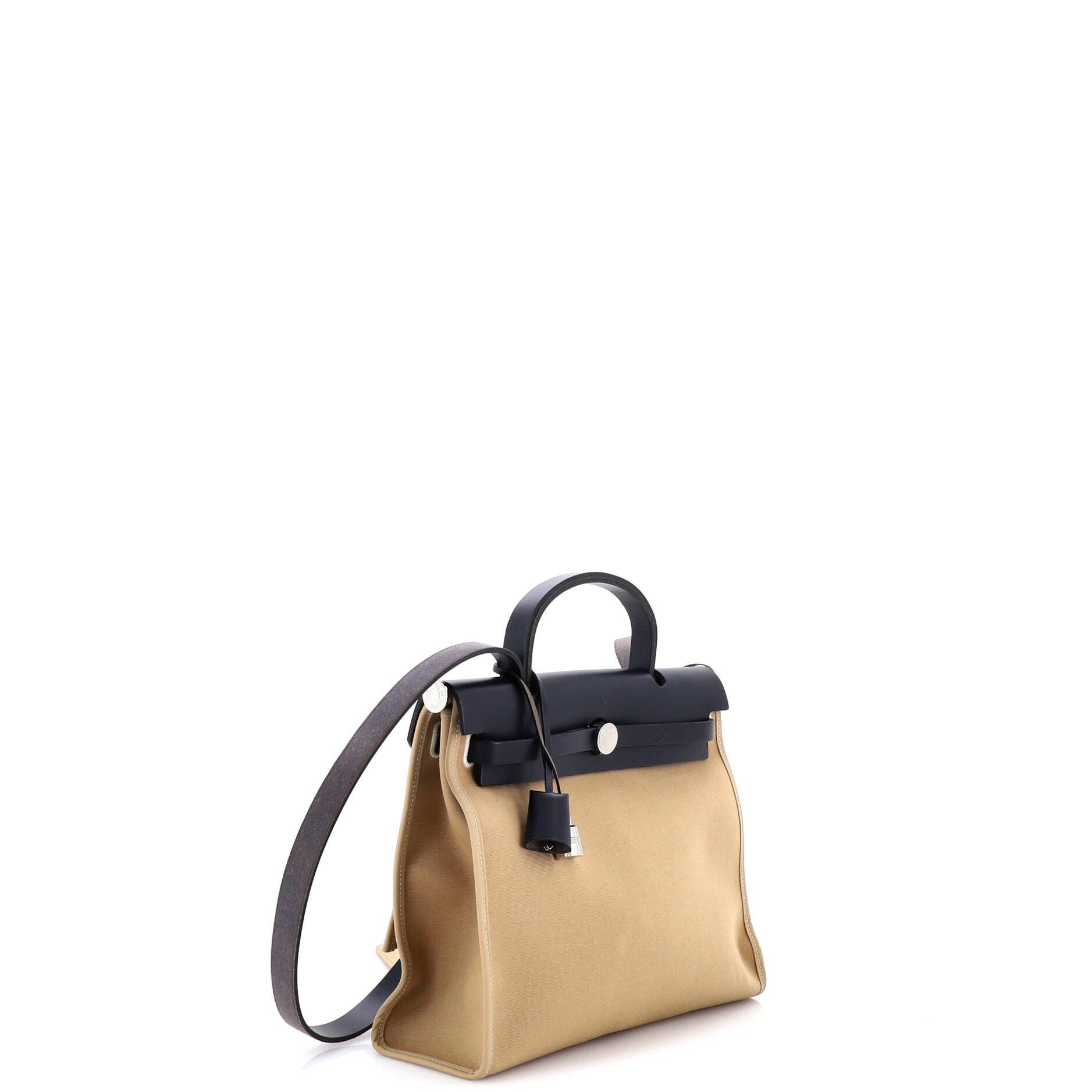 Pre-Owned Hermes Herbag Zip Leather and Toile 31, Alternate, color, Trench