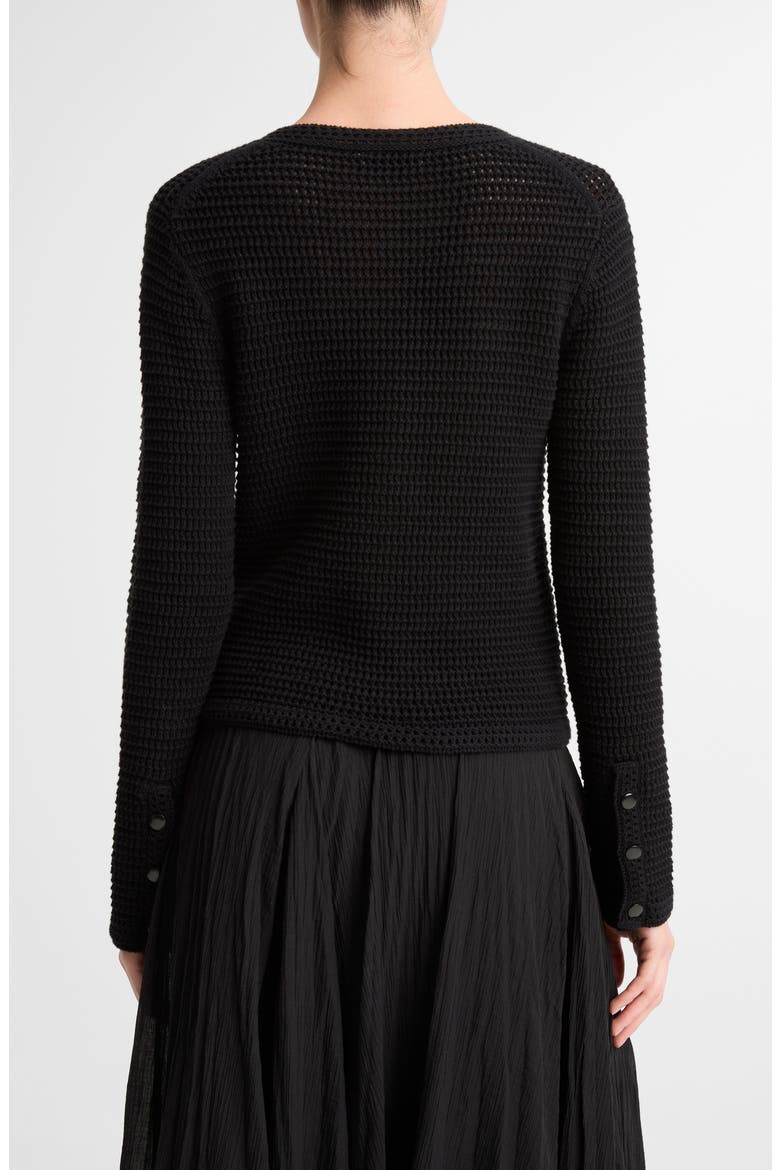 Cotton Open Stitch Cardigan, Alternate, color, BLACK
