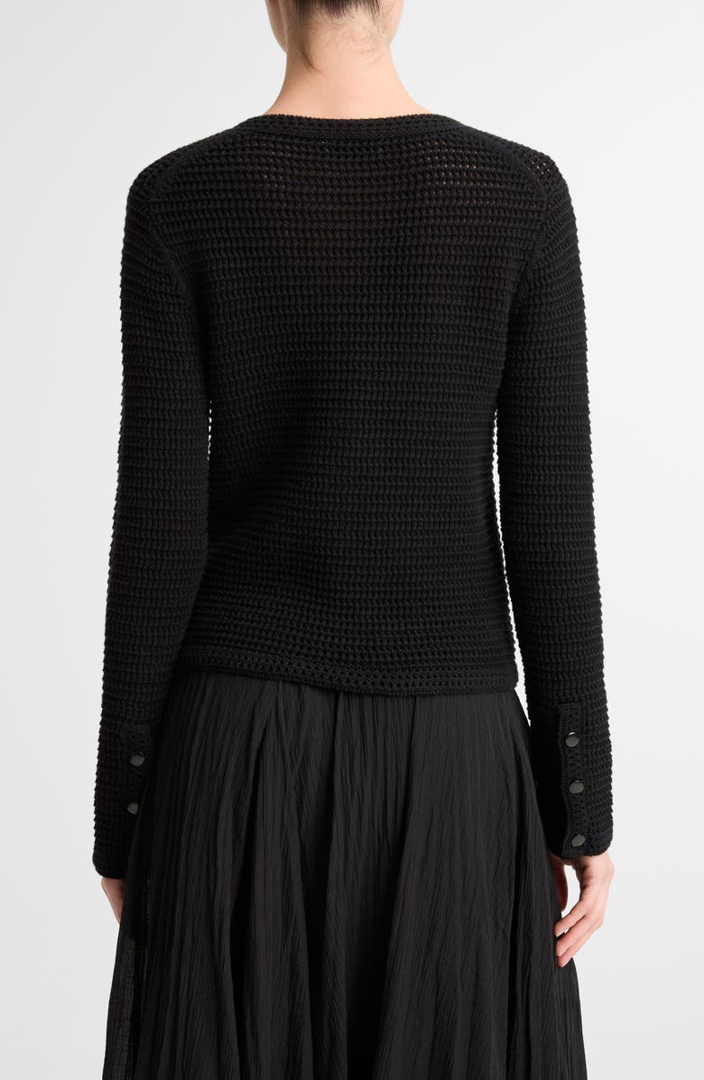 Vince Cotton Open Stitch Cardigan, Alternate, color, Black