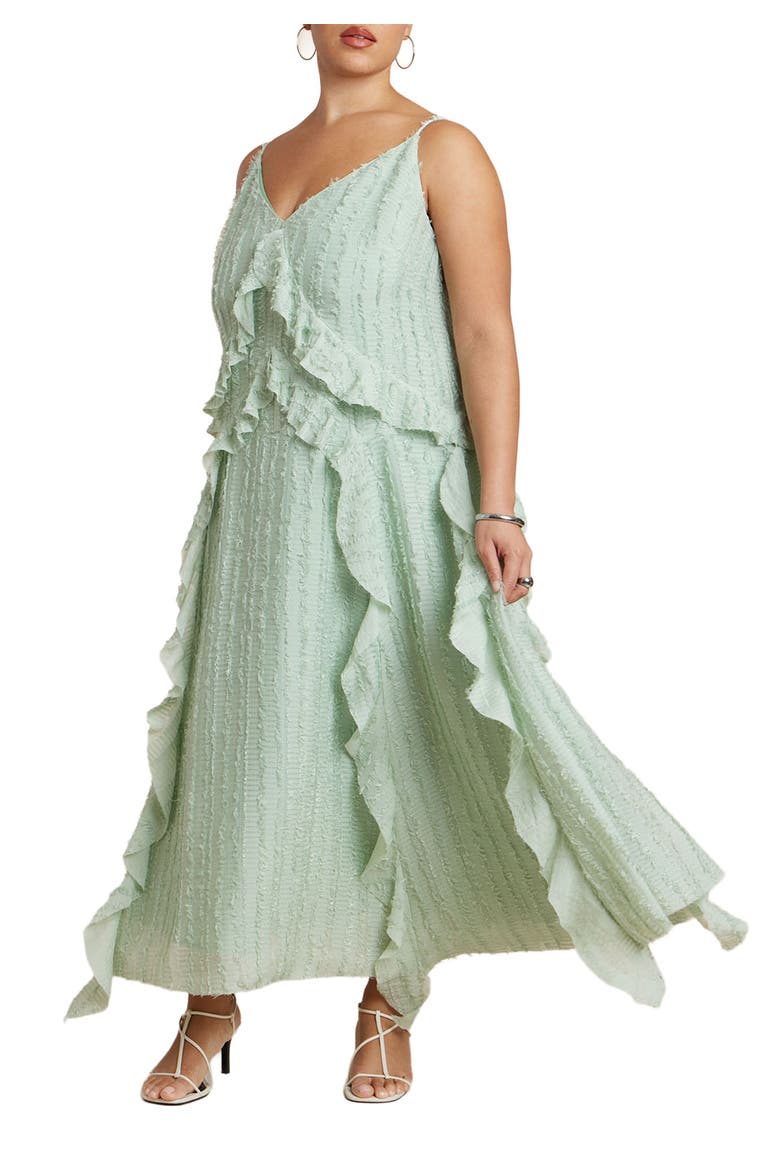 Textured Ruffle Cami Dress, Main, color, SAGE