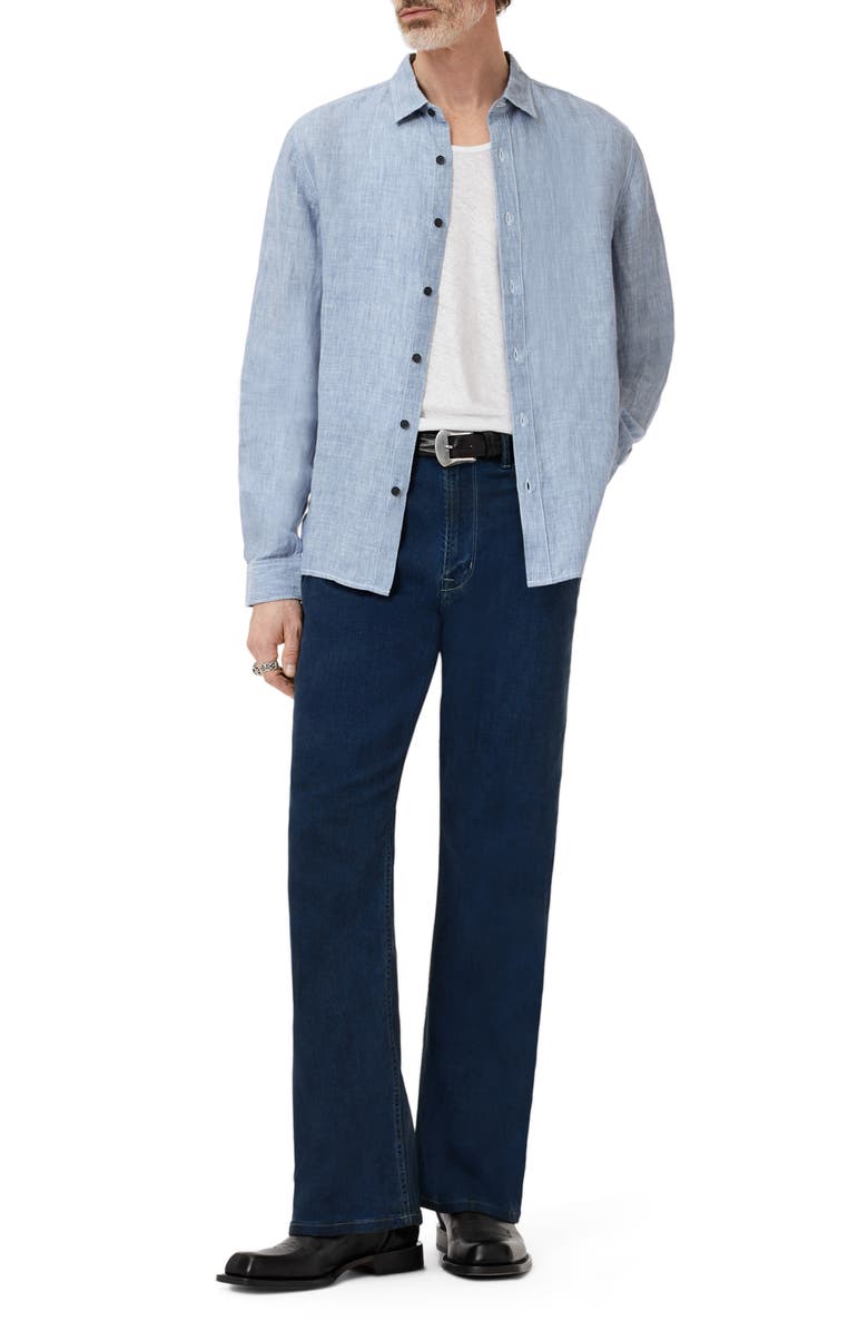 John Varvatos Ben Linen Button-Up Shirt, Alternate, color, Fountain Heather