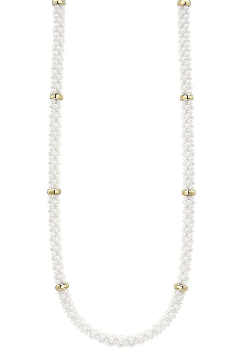 'White Caviar' 5mm Beaded Station Necklace, Alternate, color, WHITE CAVIAR