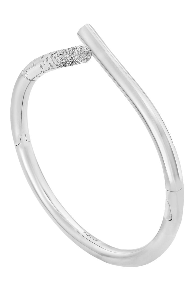 Oera Pavé Diamond Hinged Bracelet, Alternate, color, WHITE GOLD