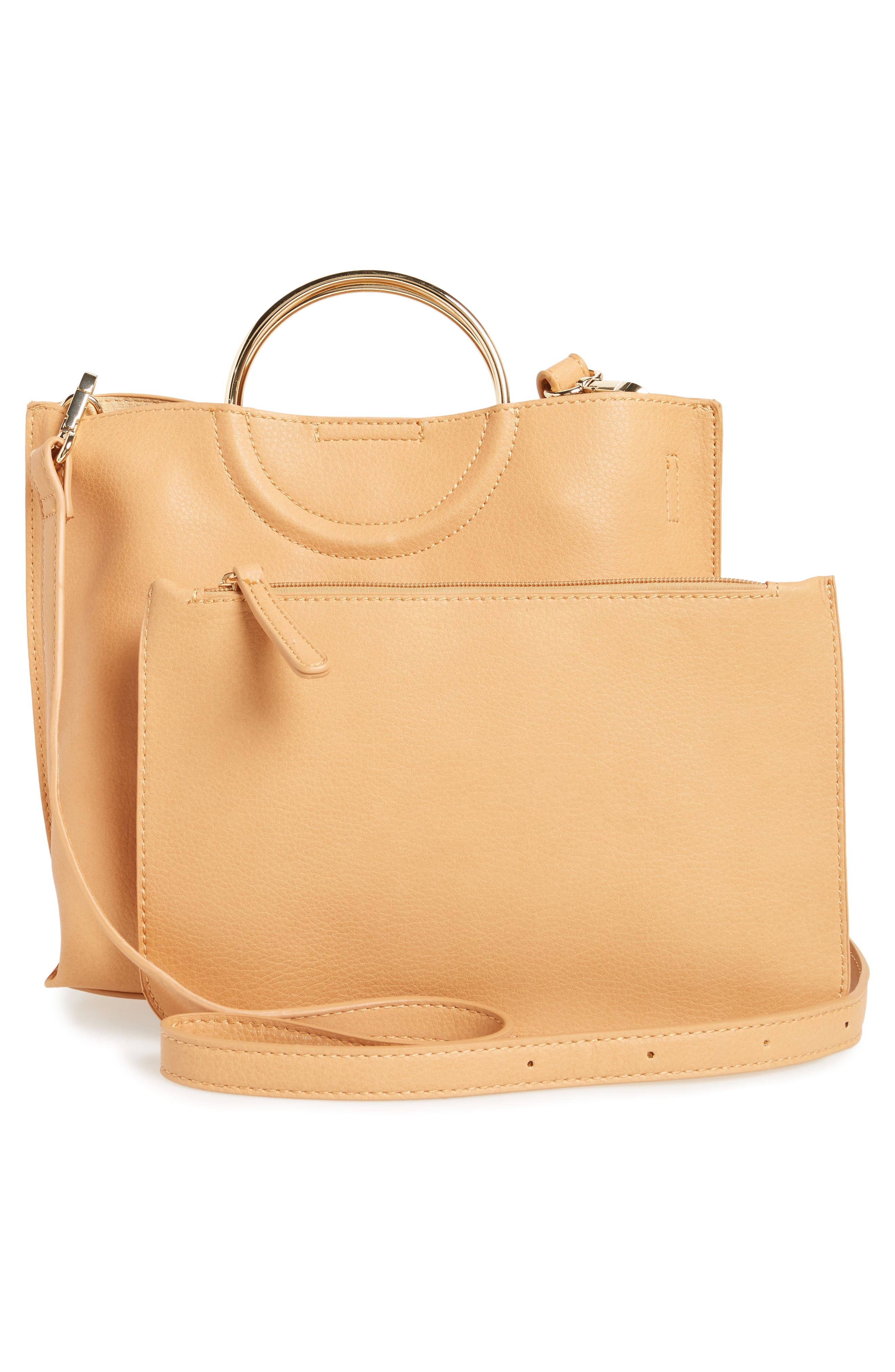 BP. Metal Handle Faux Leather Crossbody Bag, Alternate, color, 