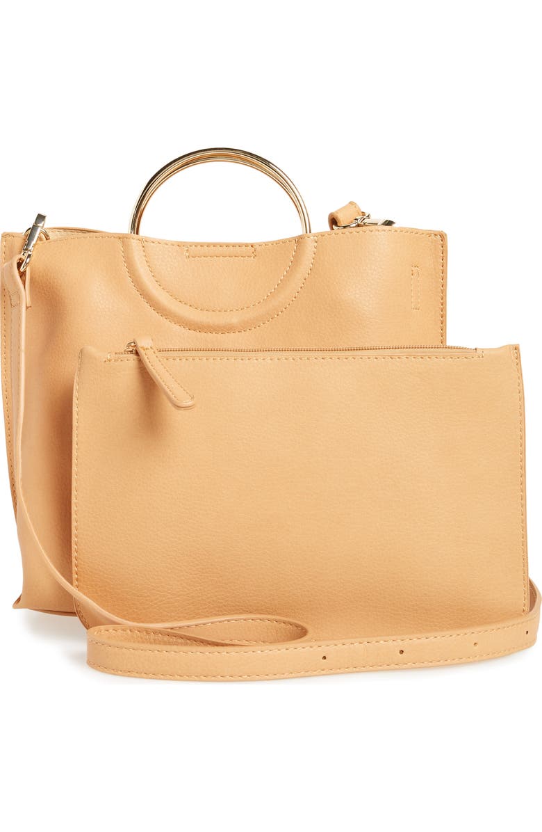 BP. Metal Handle Faux Leather Crossbody Bag, Alternate, color,