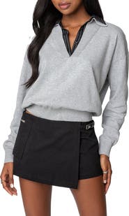 EDIKTED Rue Double Collar Sweater