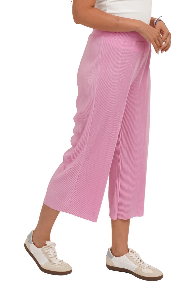 Plisse Wide Leg Crop Pants, Alternate, color, BON BON