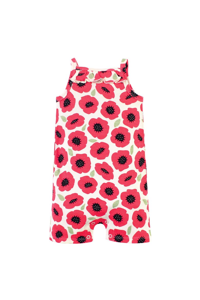 Organic-Cotton Rompers, Alternate, color, Poppy