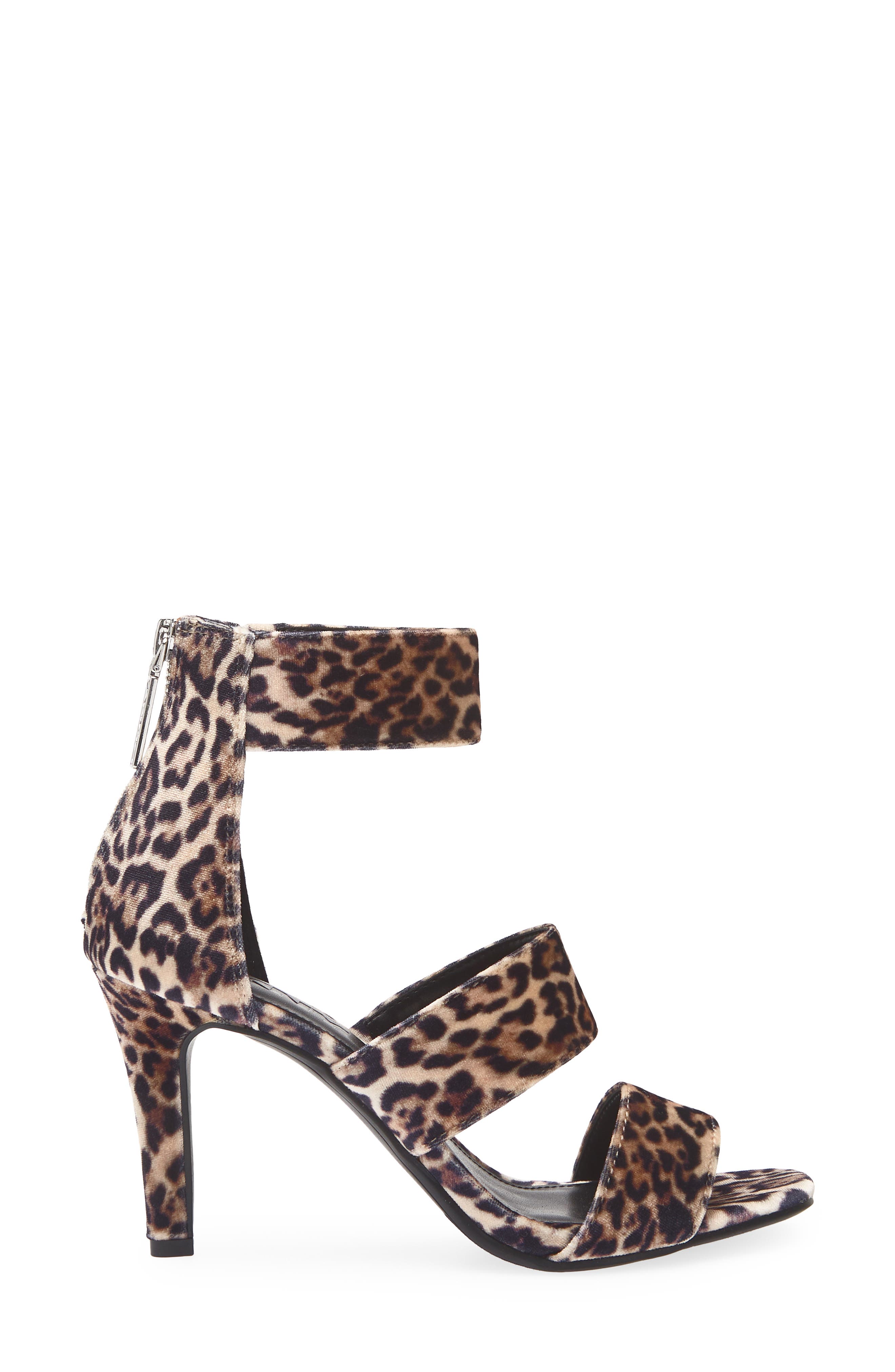DKNY Bayzil Leopard Print Velvet Sandal, Alternate, color, Natural