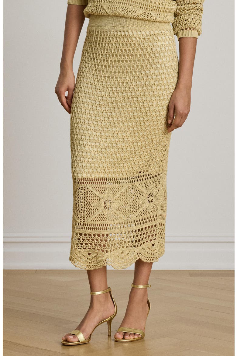 Astound Pointelle Knit Linen Blend Midi Skirt, Alternate, color, CANYON SAND BROWN