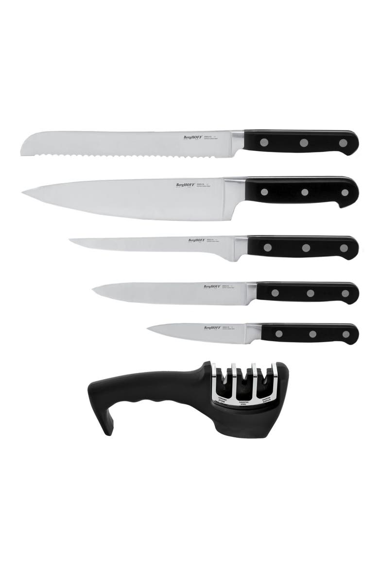 Contempo 6-Piece German Steel Knife, Main, color, BLACK