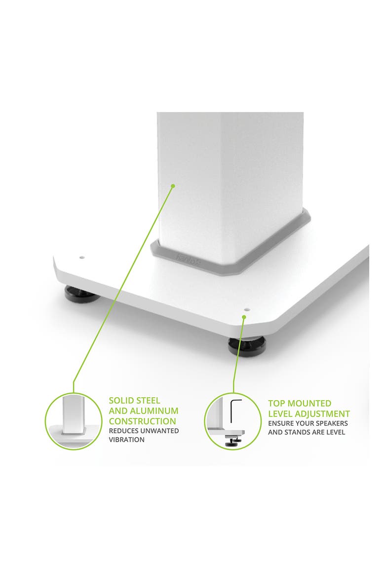 SX22 22" Tall Fillable Speaker Stands with Isolation Feet - Pair, Alternate, color, White
