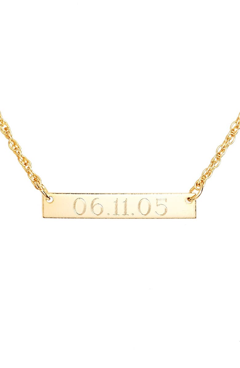 Moon and Lola 'Block Font' Personalized Bar Pendant Necklace, Main, color,