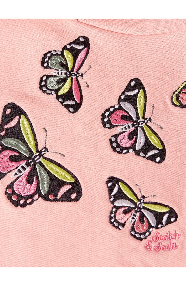 Scotch & Soda Kids' Embroidered Bubble Hem Hoodie, Alternate, color, Pink/ Yellow