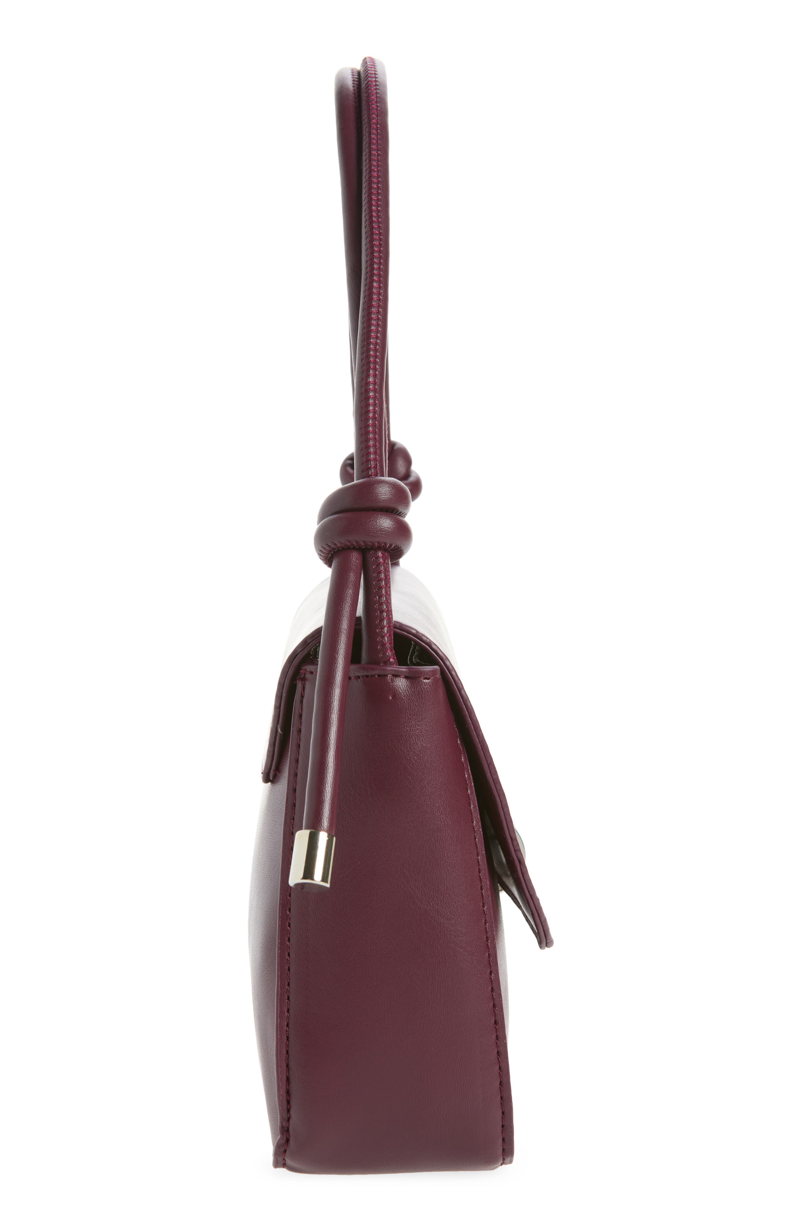 Faux Leather Foldover Mini Bag, Alternate, color, BURGUNDY