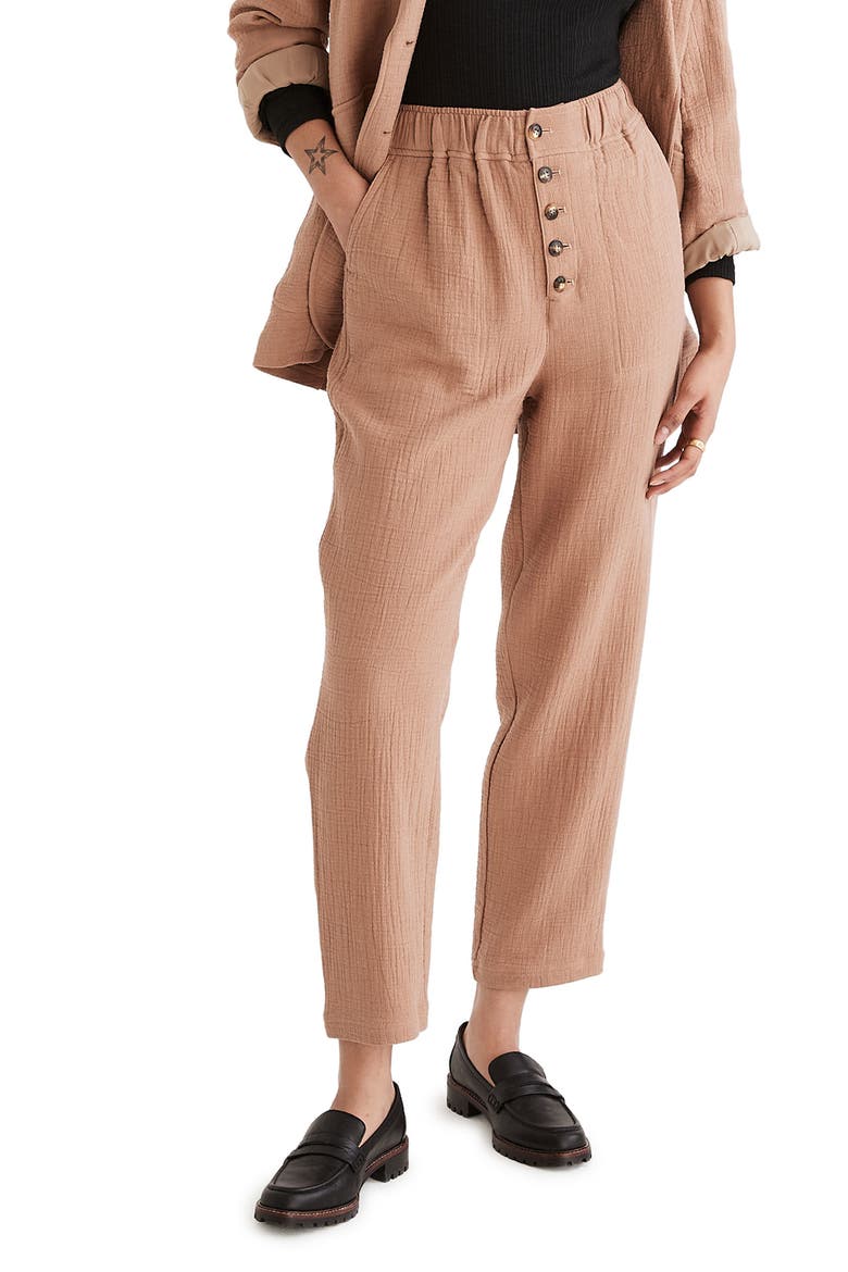 Women's High Waist Tapered Cotton Blend Pants, Main, color, FADED EARTH