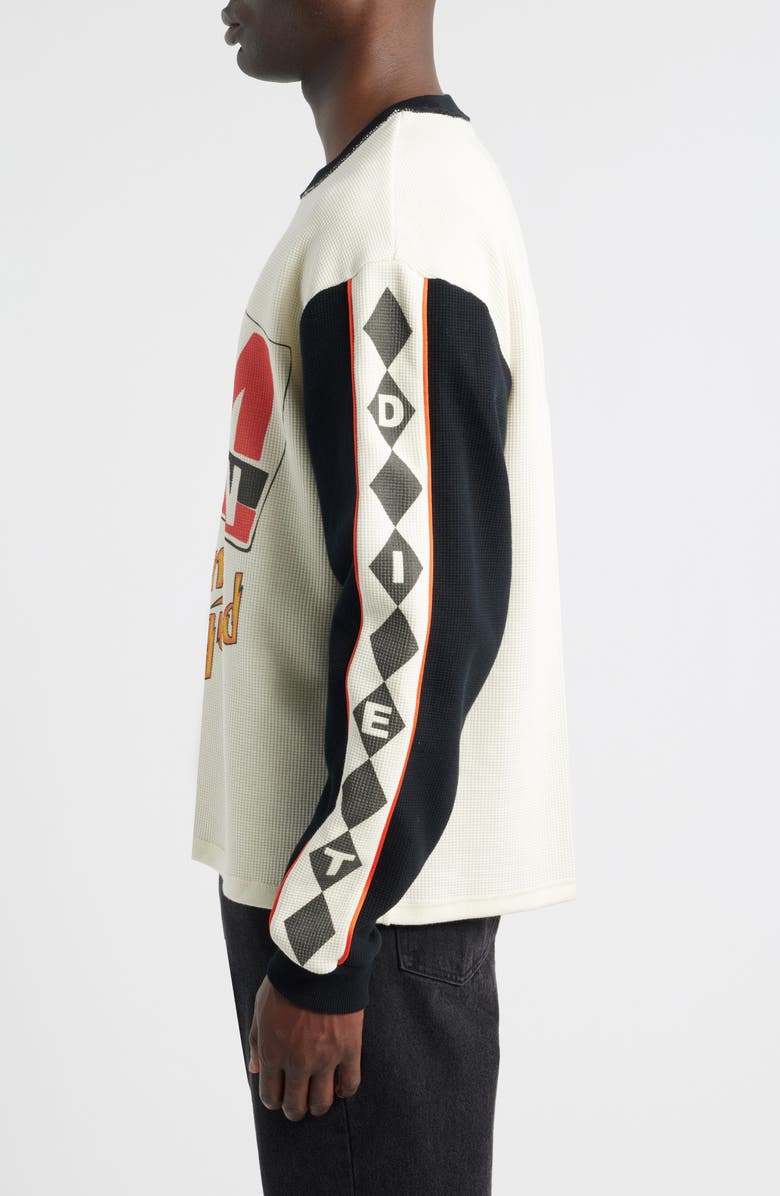 DIET STARTS MONDAY DSM Ignition Long Sleeve Waffle Graphic T-Shirt, Alternate, color, Antique White/Black