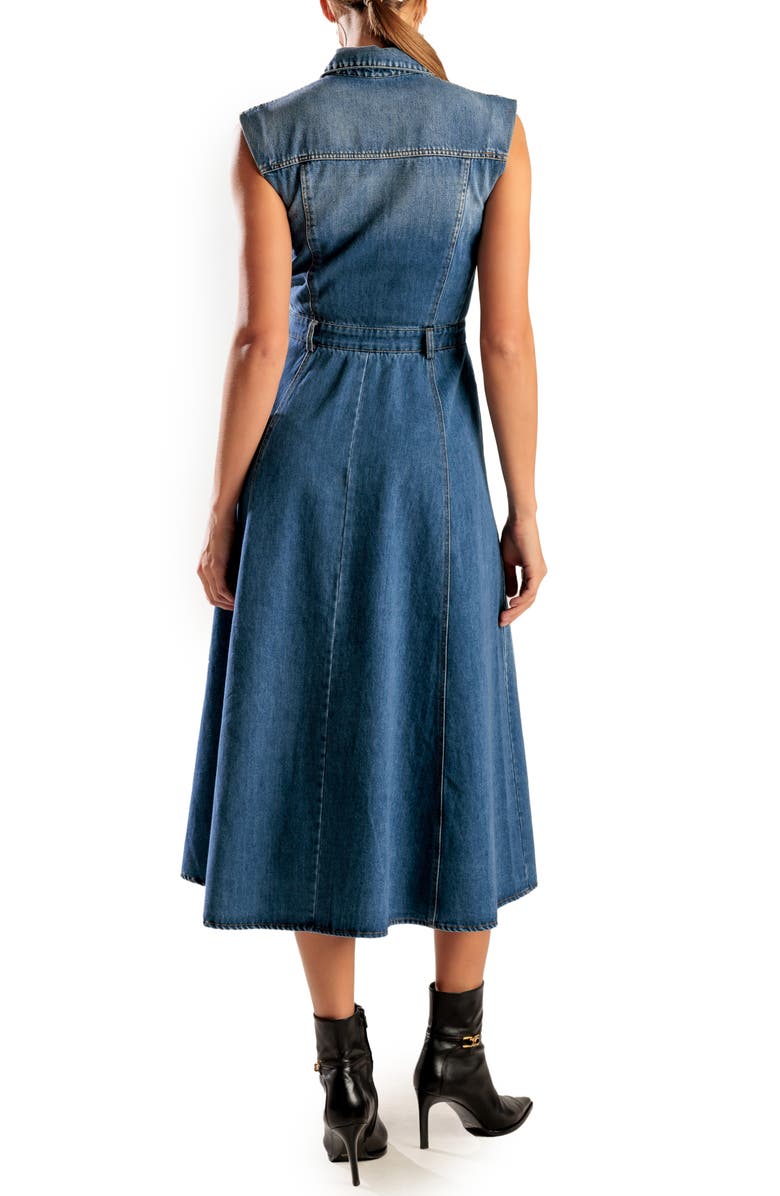 FREEMARKET Sleeveless Washed Denim Midi Dress, Alternate, color, 