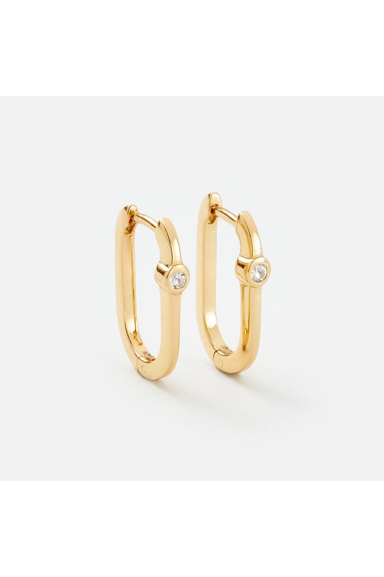 Midi Reversible Hoop with White Topaz, Main, color, Gold