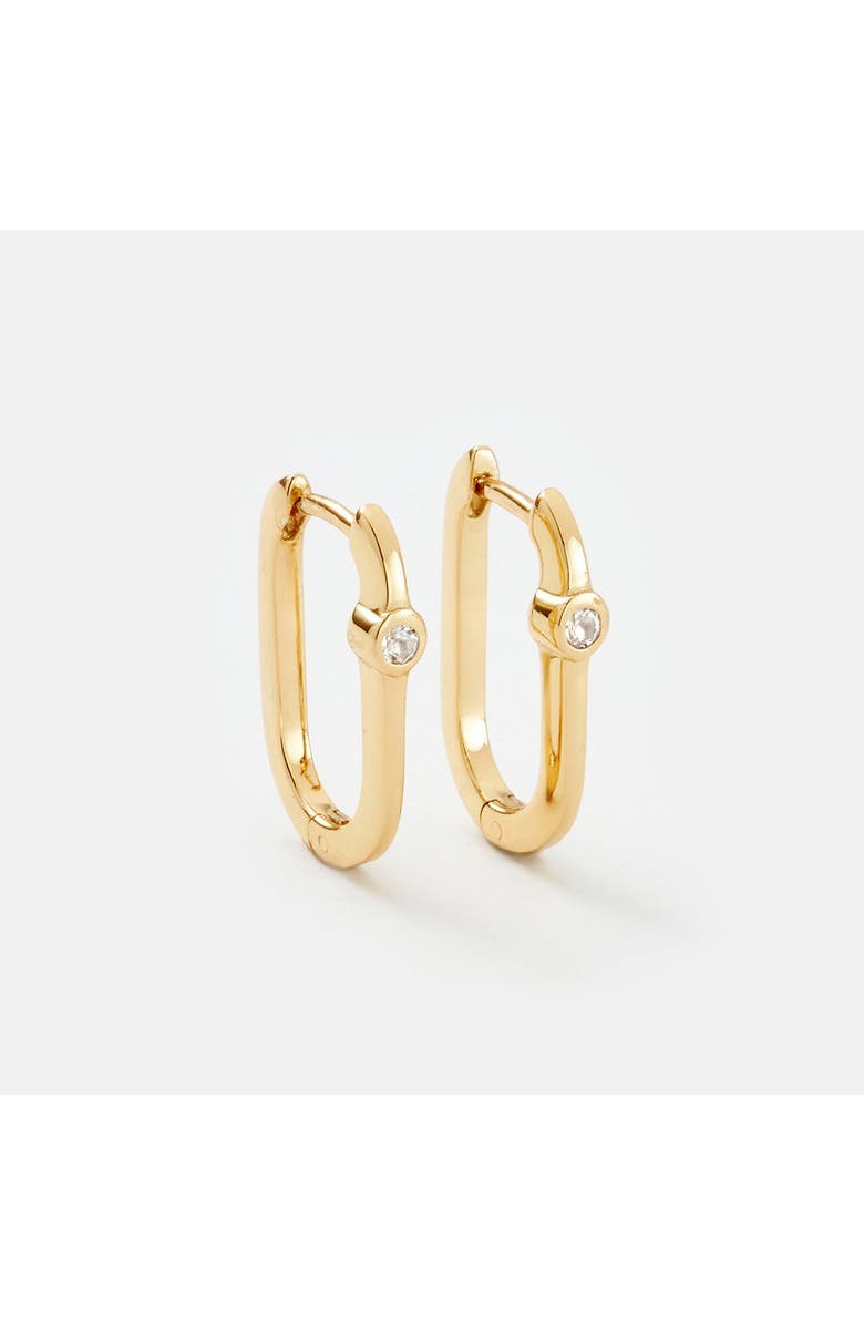 Sara Patino Midi Reversible Hoop with White Topaz, Main, color, Gold