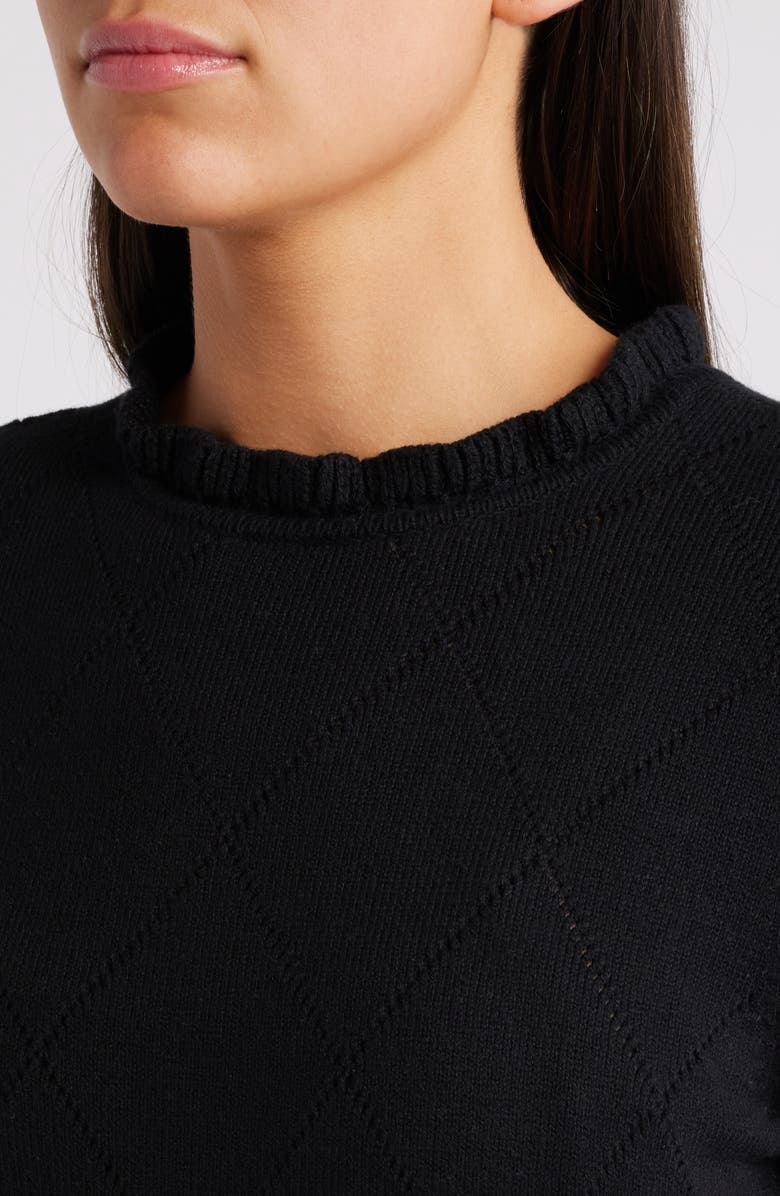 Treasure & Bond Pointelle Long Sleeve Cotton Blend Sweater Dress, Alternate, color, 