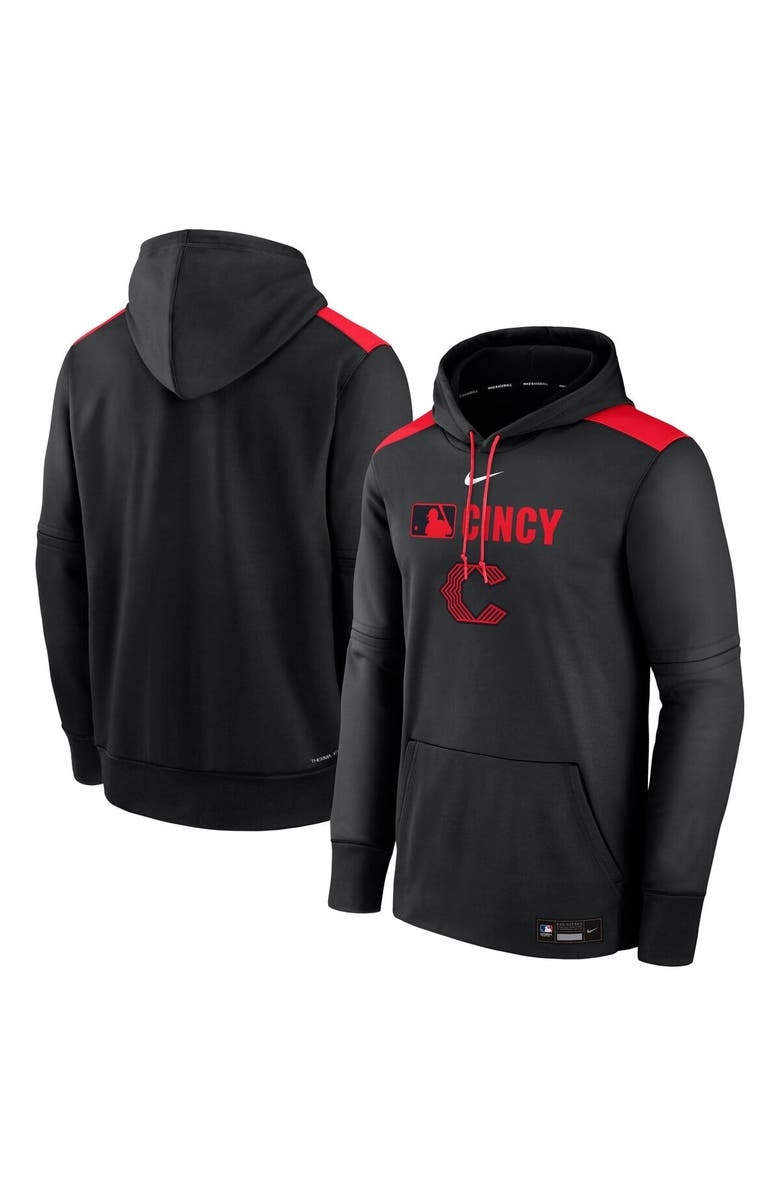 Nike Men's Nike Black Cincinnati Reds Authentic Collection City Connect Therma Pullover Hoodie, Main, color, Black