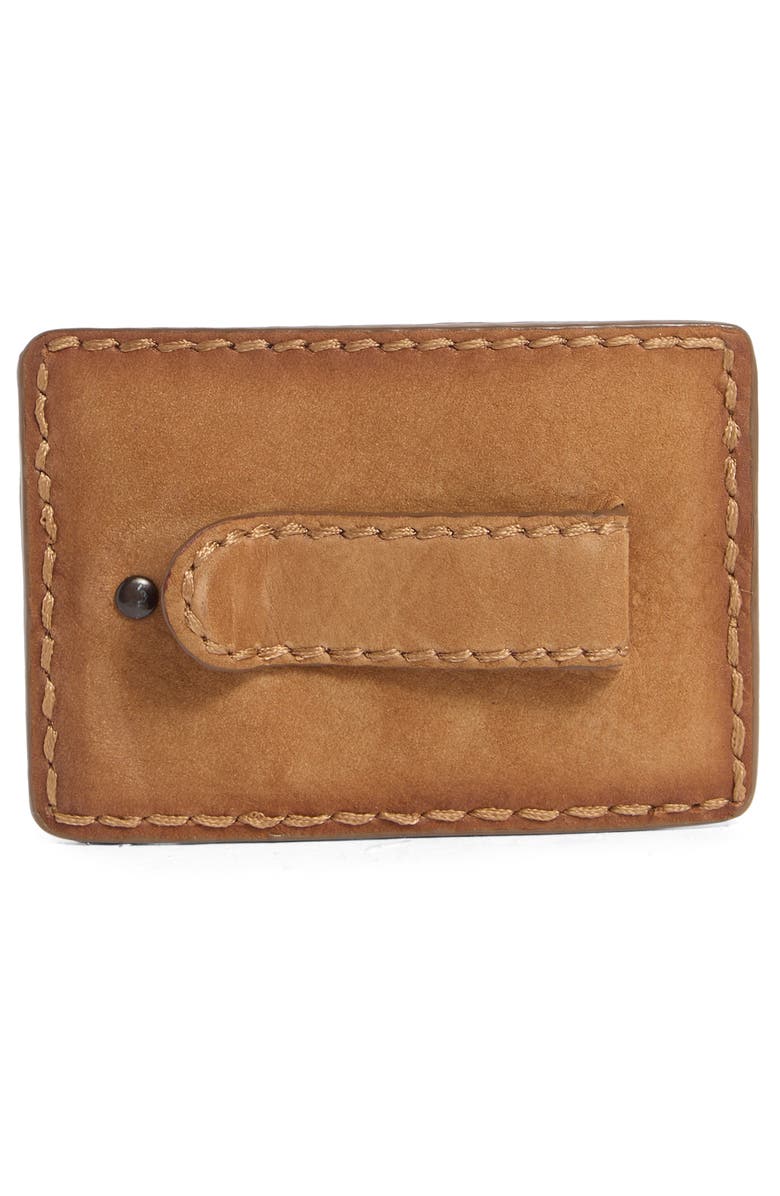 Frye Logan Money Clip Leather Card Case, Alternate, color, Cognac
