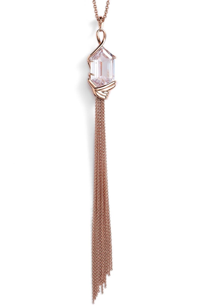 'Miss Havisham' Tassel Pendant Necklace, Alternate, color, ROSE GOLD/ CLEAR