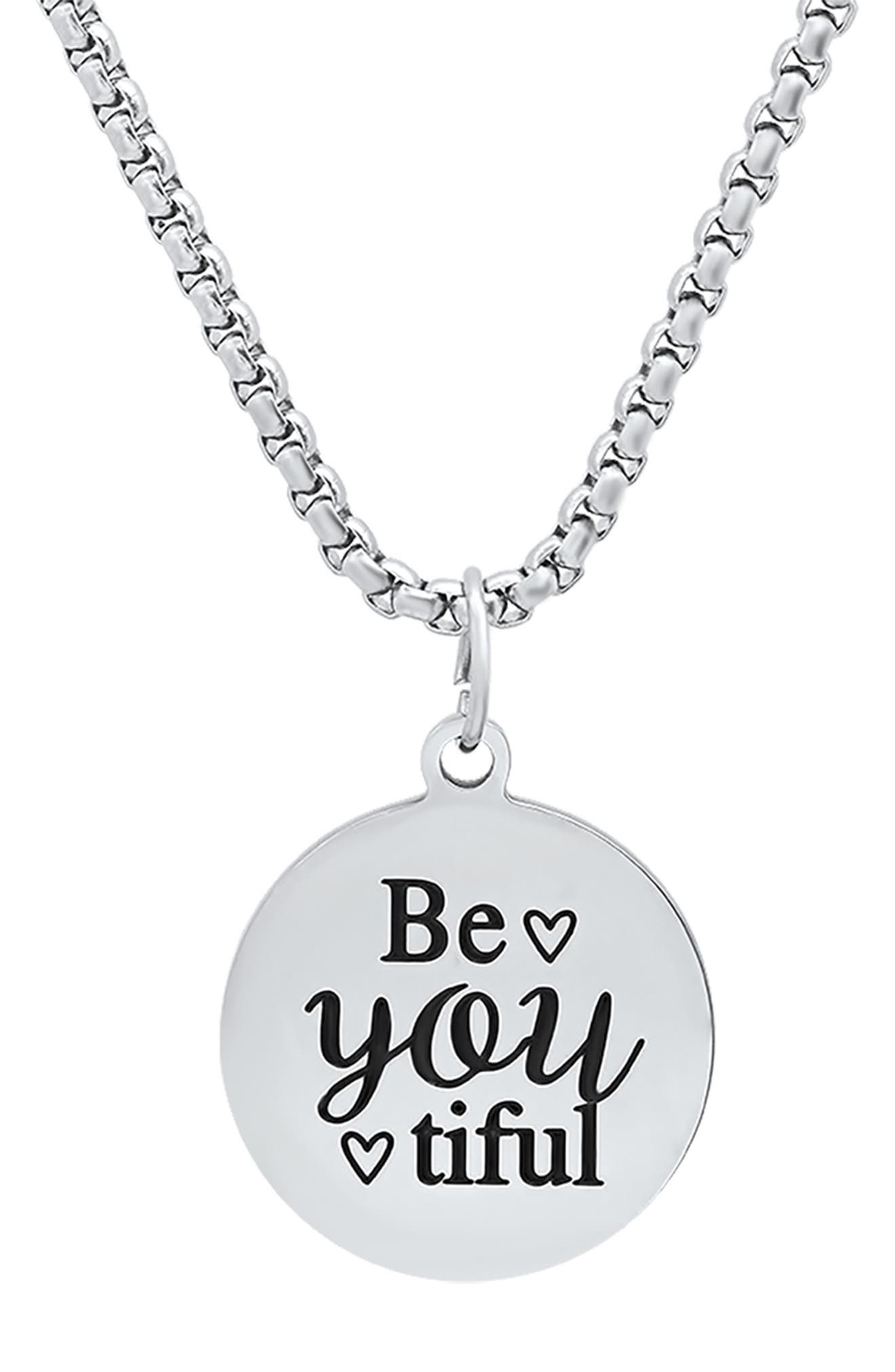HMY JEWELRY Stainless Steel Be You Tiful Pendant Necklace