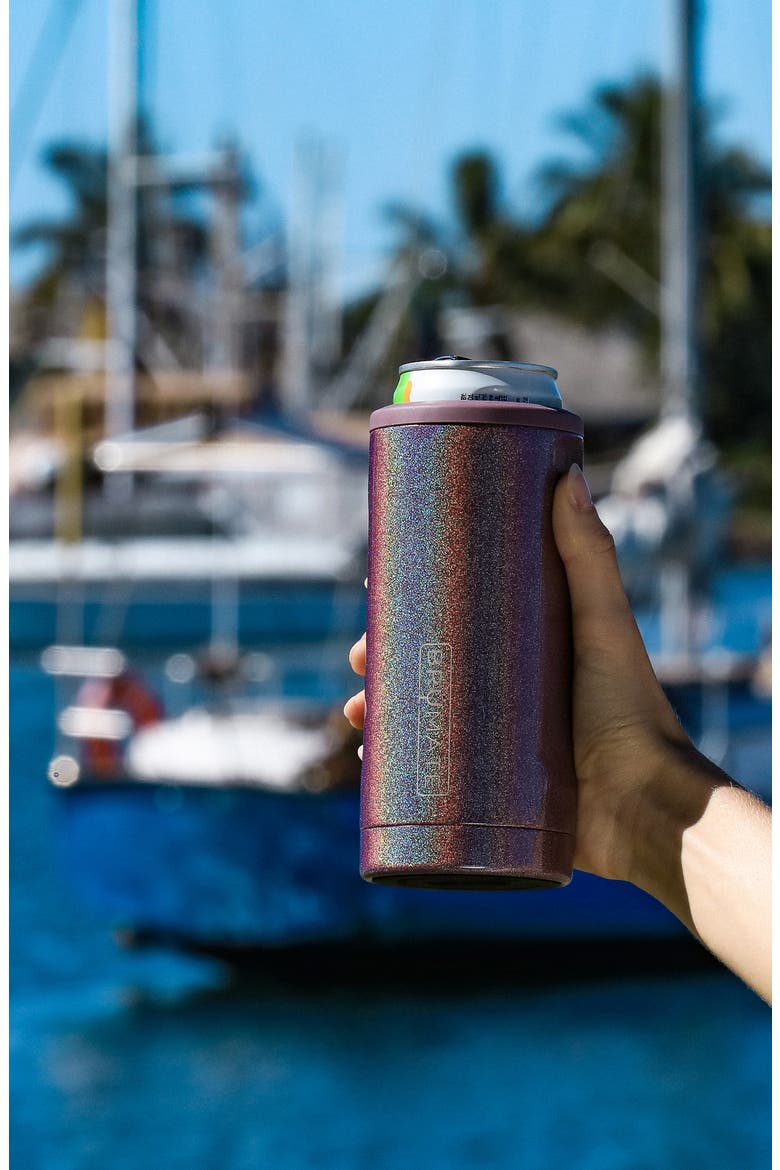 Hopsulator Slim Can Cooler, Alternate, color, GLITTER MERLOT