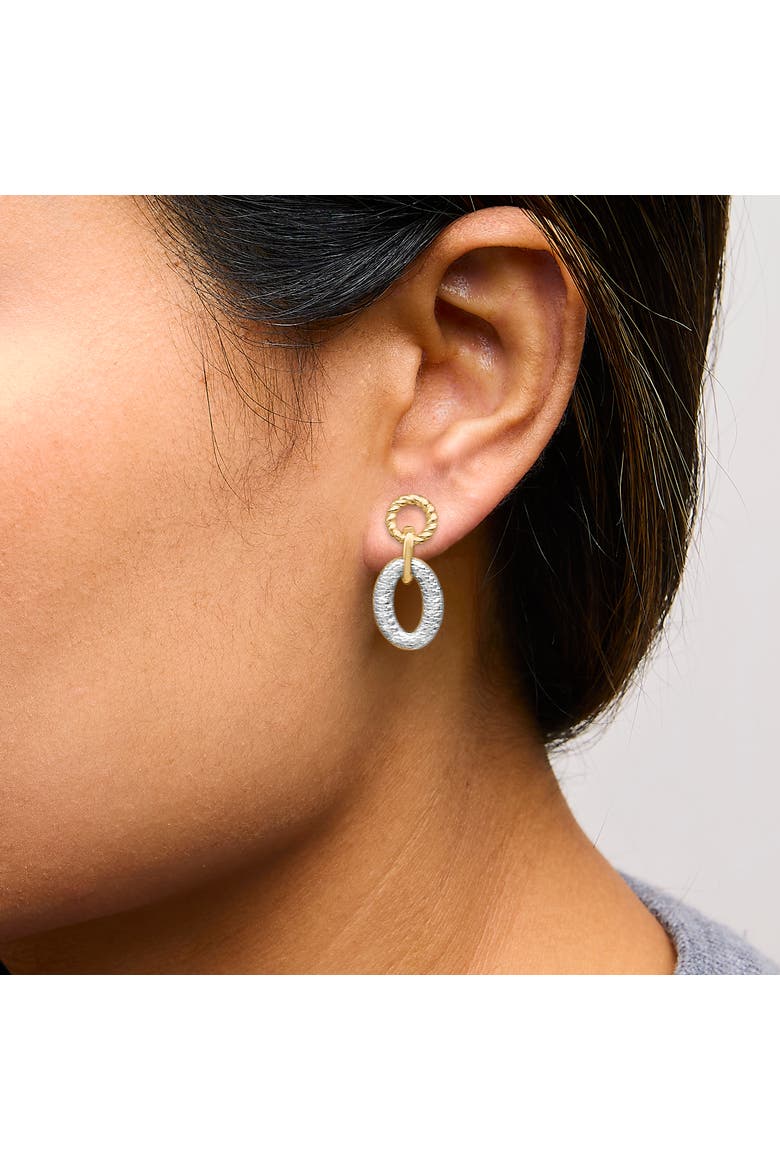 Gold Vermeil 1/10 Cttw Diamond Oval Link Earrings, Alternate, color, Silver